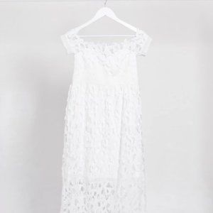 Chi Chi London Maternity bardot lace midi dress